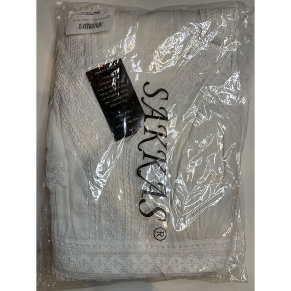 V Neck White Tiered Lace Ruffle Dress Size 2X - Picture 4 of 4